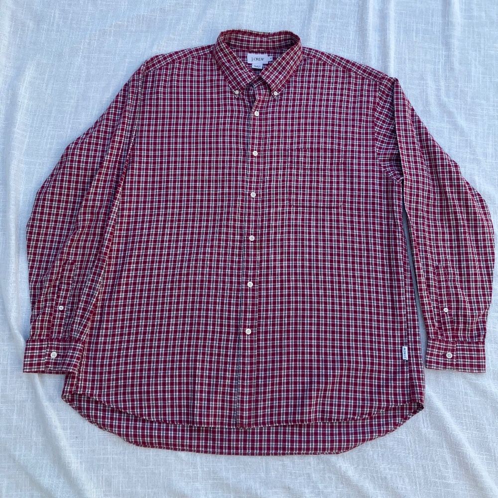Men’s vintage j crew long sleeve button down plaid shirt sz xl 1 pocket